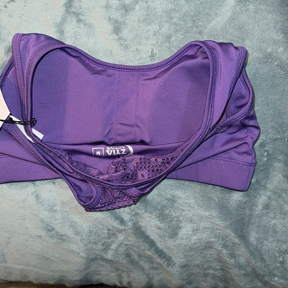 Zyia active purple bomber bra Medium one more rep New - Picture 3 of 6